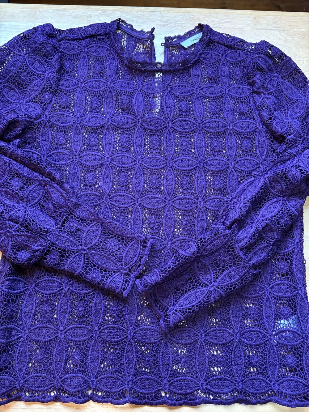 Ricki's Deep Purple Crochet Lace Long-Sleeve Top